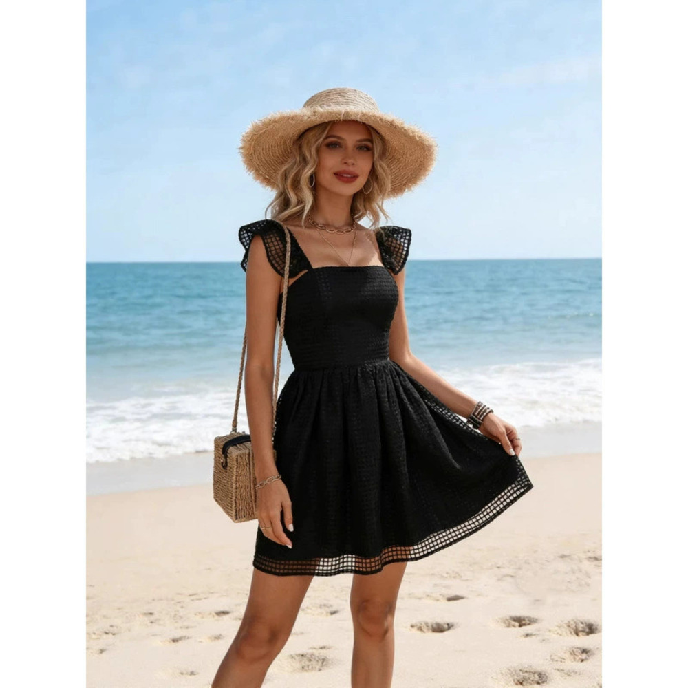ZARA Sexy Strappy Cutout Backless Summer Dress with Flutter Sleeves